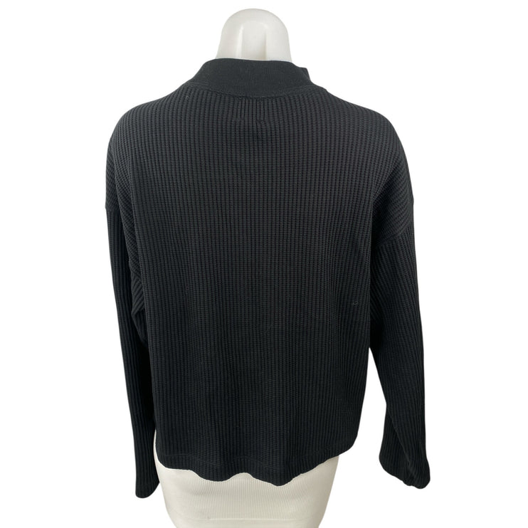 Gap Womens Black Ribbed Knit Mock Neck Long Sleeve Sweatshirt Sweater Top Size S