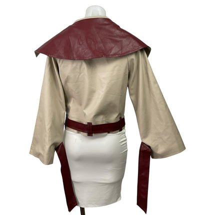 Rivir Womens Ceam Red Faux Vegan Leather Long Sleeve Belted Moto Coat Jacket M