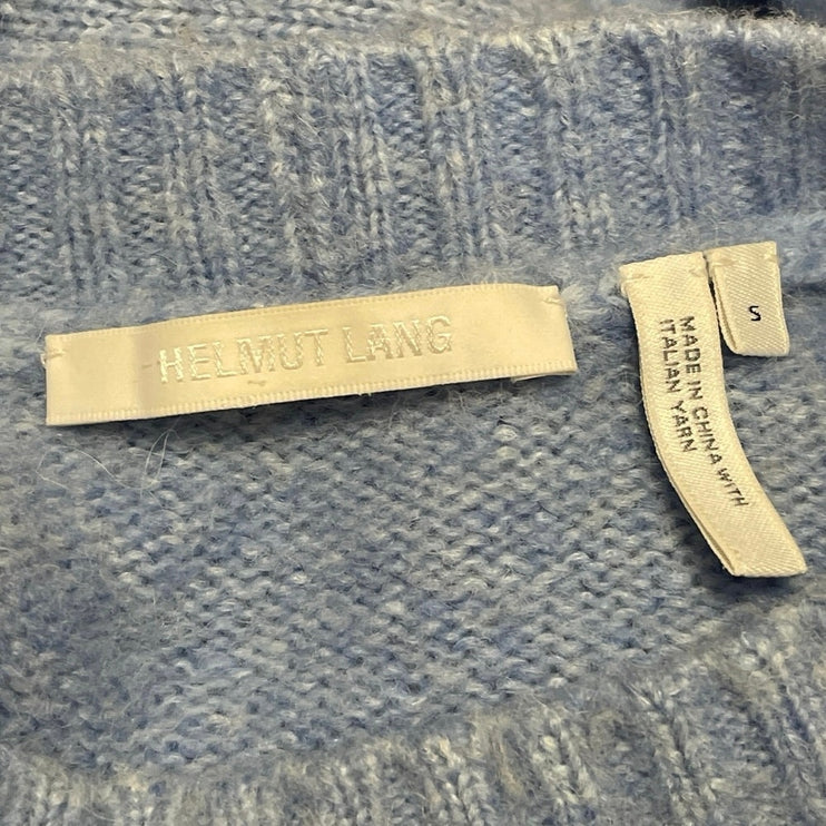 Helmut Lang Women's Blue Wool Crew Neck Long Sleeve Knit Pullover Sweater Size S