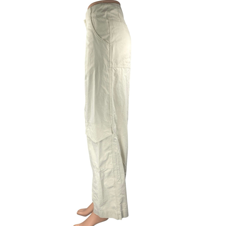 All:Row Women's Cream White Wide Leg High Waist Cargo Trousers Pants Size S