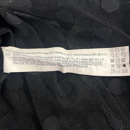 Zara Women Black Long Sleeve Polka Dots See Through Mesh Sheer Blouse Top Size 8