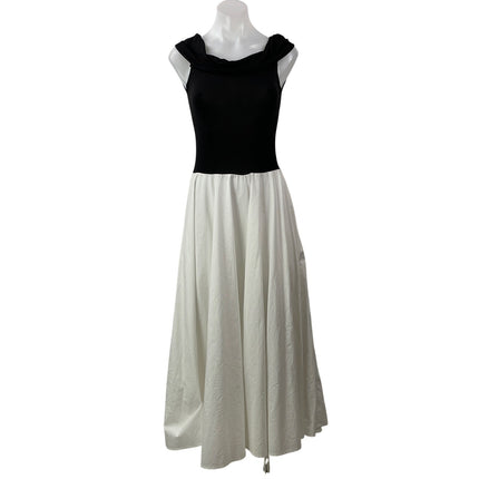 Gimaguas Womens Black White Sleeveless Color Block Fit & Flare Midi Dress Sz XS