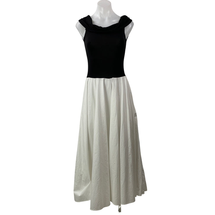 Gimaguas Womens Black White Sleeveless Color Block Fit & Flare Midi Dress Sz XS
