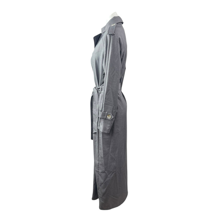 NEW Lioness Trencherous Women Slate Gray Double Breasted Tie Trench Coat Size XS