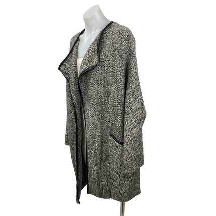 Zara Women's Marled Gray Wool Knit Long Sleeve Cardigan Sweater Coat Jacket Sz M