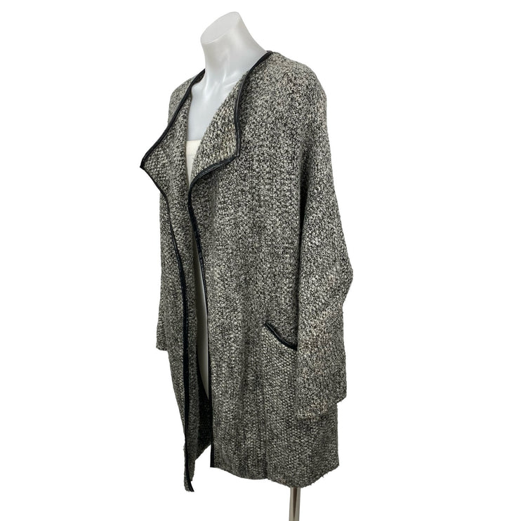 Zara Women's Marled Gray Wool Knit Long Sleeve Cardigan Sweater Coat Jacket Sz M