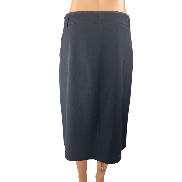 Vanessa Bruno Black Wool Front Slit Midi Work Business Straight Pencil Skirt 40