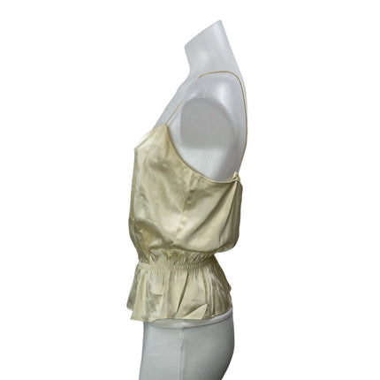 Reformation Yellow 100% Silk Satin Sleeveless V Neck Cami Peplum Tank Top Size S
