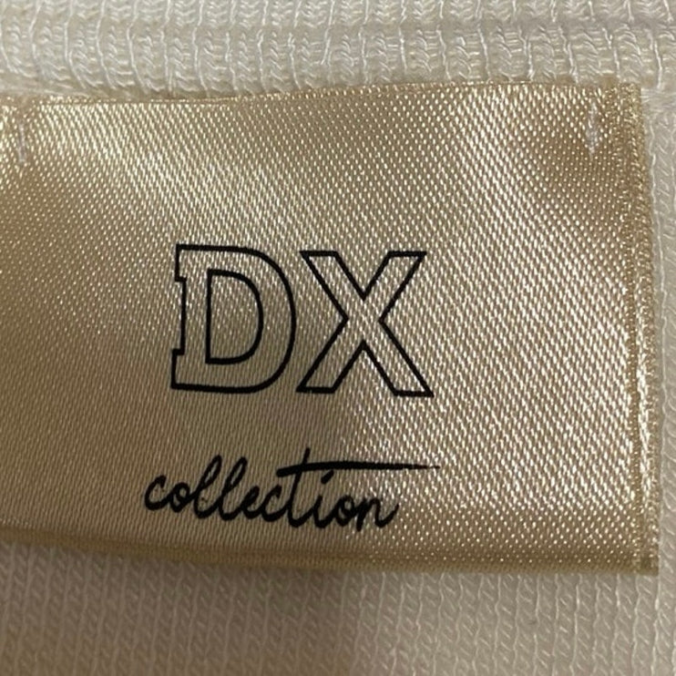 DX Collection Women's White V-neck Long Sleeve Knit Cropped Sweater Top Size M