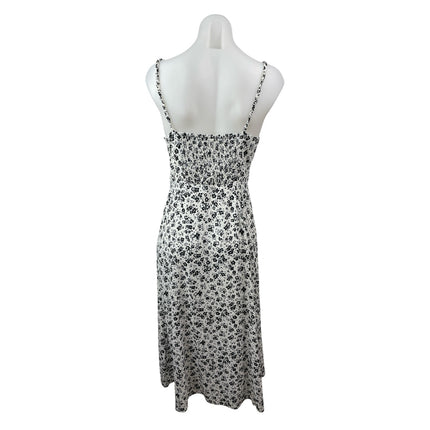 Zara Floral Print Strappy Sleeveless Button Down Midi Cami Flare A-Line Dress M