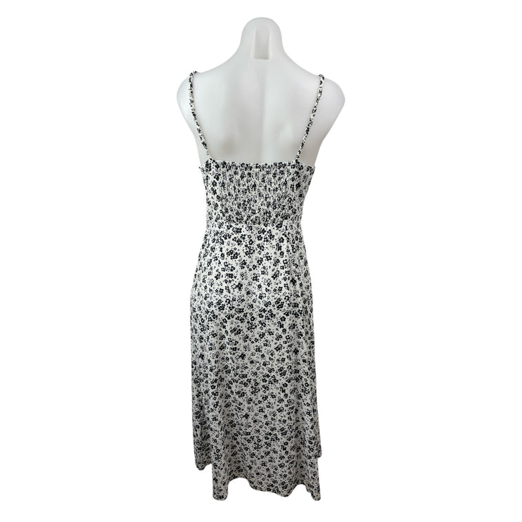 Zara Floral Print Strappy Sleeveless Button Down Midi Cami Flare A-Line Dress M