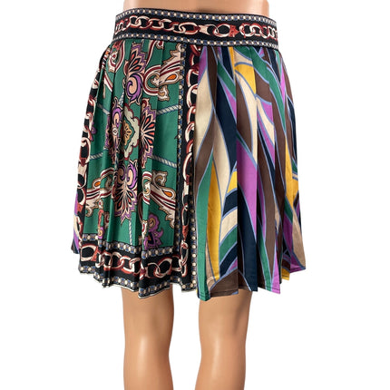 Her.. Bottari Women's Multicolor Pleated Graphic Paisley Shorts Skorts Skirts L