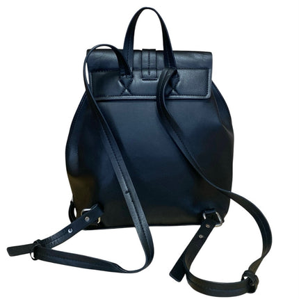 Zara Women's Black Faux Vegan Leather Tassled Drawstring Backpack Bag OS