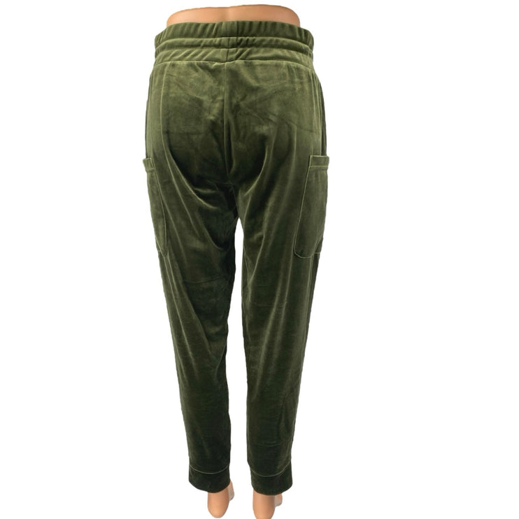 Kyodan Women's Green Velvet Velour High Rise Tapered Jogger Sweat Pants Size XS