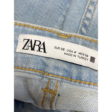Zara Blue Light Wash High Waisted Button Fly Flared Bootcut Denim Jeans Pants 4