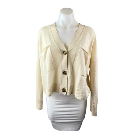 Madewell 100% Cashmere Plus Asherton Waffle Button Down Cardigan Sweater Top M