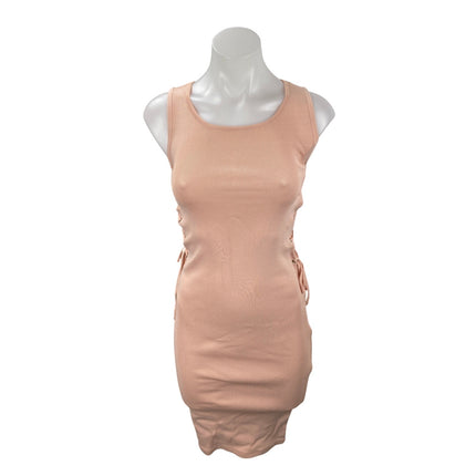 Rehab Coral Sleeveless Side Lace Up Ribbed Knit Tank Mini Bodycon Dress Size S