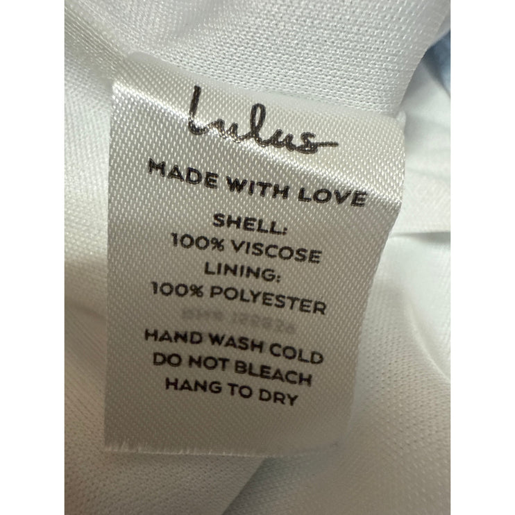 Lulus Women's Blue White Striped High Waisted Wide Leg Trousers Pants Size S
