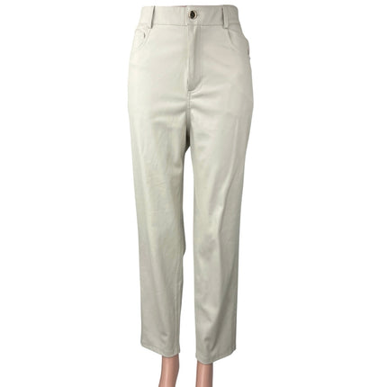 Zara Women's White Faux Vegan Leather High Waist Straight Ankle Crop Pants 6