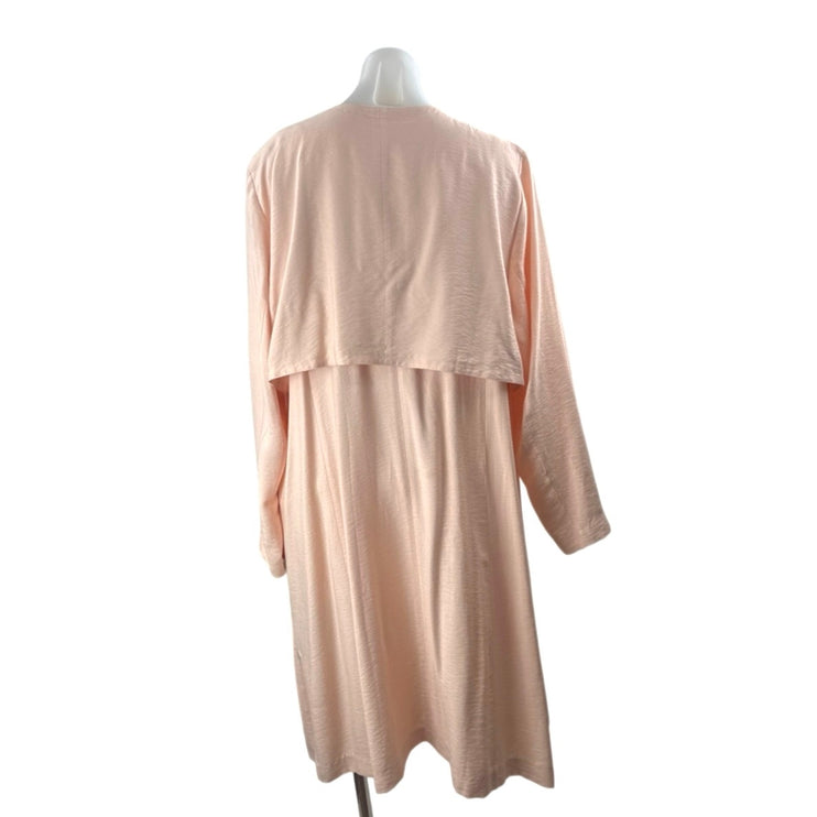 NEW Sejour Womens Pink Long Sleeve Midi Open Front Duster Trench Coat Jacket 16W