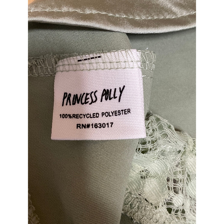 Princess Polly Isolind Women's Green Satin Lace Sheer Sleeveless Cami Tank Top 2