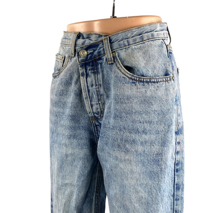 Princess Polly Women's Blue High Waisted Straight Leg Baggy Denim Jeans Size 2