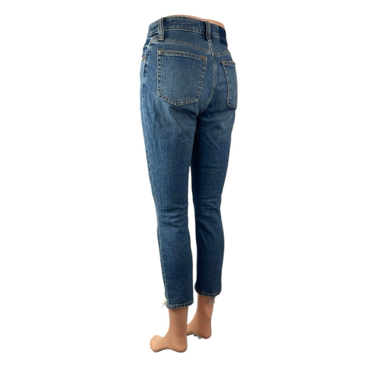 Abercrombie & Fitch Blue Distressed Frayed Raw Hem Skinny Denim Jeans Pants 24