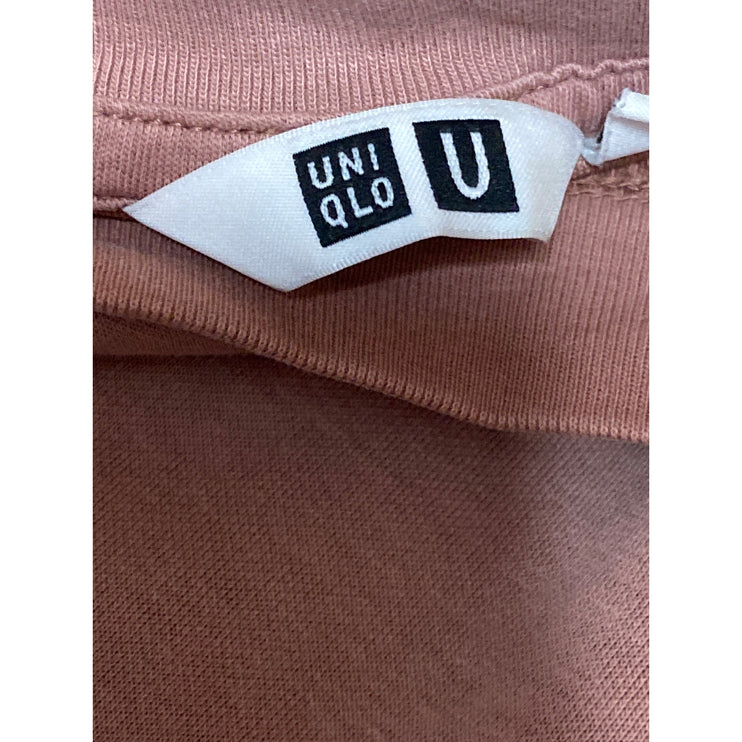 Uniqlo Airism Womens Pink Tan Short Sleeve Crew Neck Basic Tee T-Shirt Top Sz L