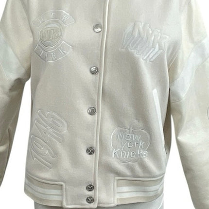 The Wild Collective New York Knicks Long Sleeve Varsity Bomber Coat Jacket Sz S