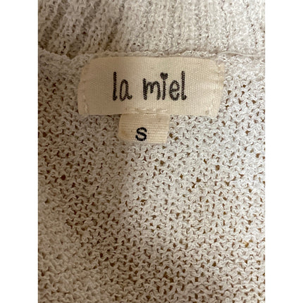 La Miel Women's Multicolor Colorblock Striped Distressed V Neck Sweater Top S