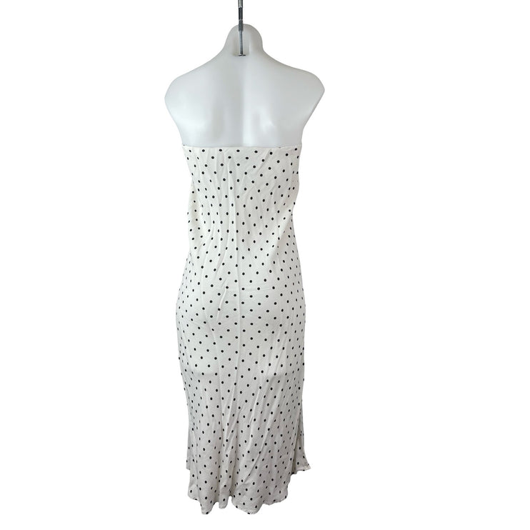 MNG Mango White Black Polka Dots Strapless Tube Bandeau Slip Midi Dress Size S