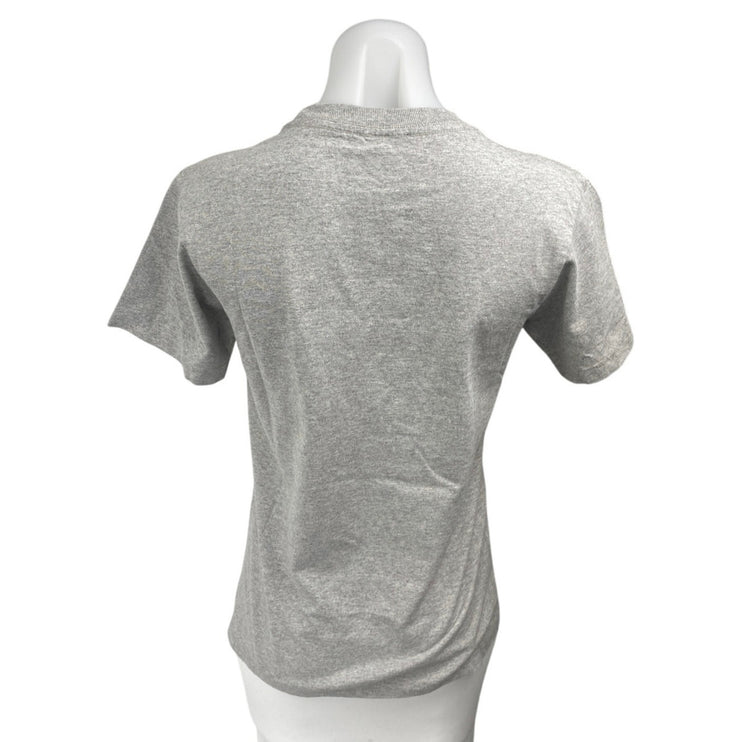 THE BAR Women's Gray Yellow Logo Short Sleeve Crew Neck T Shirt Tee Top Size S