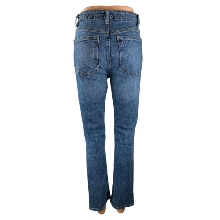 Zara Women's Blue High Waisted Slim Fit Flared Bootcut Leg Denim Jeans Pants 4