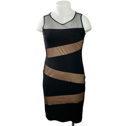R&M Richards Womens Black Nude Sleeveless Mesh Sheer Mini Sheath Dress Size 12P