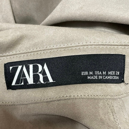 Zara Beige Long Sleeves Buckle Belt Double Breasted Trench Coat Jackets Size M