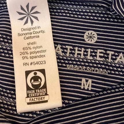 Athleta Max Out Blue Striped Sleeveless Tie Knot Activewear Fitness Tank Top M