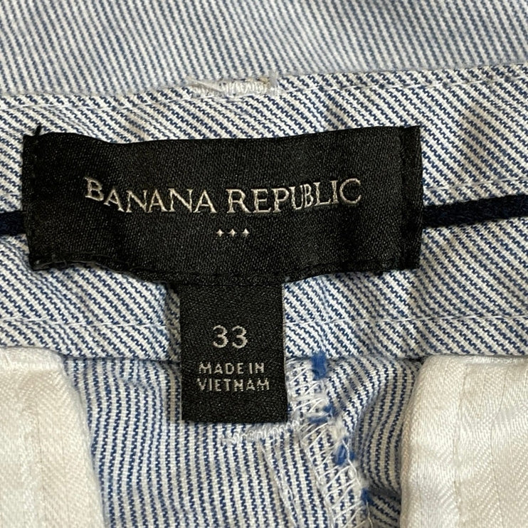 Banana Republic Aiden Seersucker Men's Stripe High Rise Chino Bermuda Shorts 33