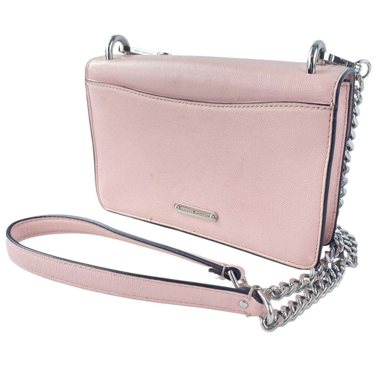 Rebecca Minkoff Jean Pink Silver Leather Chain Strap Ring Crossbody Bag Handbag