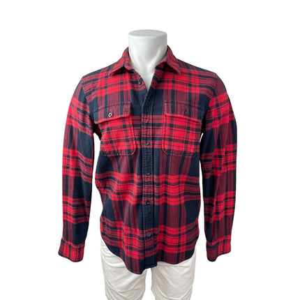 Gap Men's Red Plaid Flannel Long Sleeve Pocket Button Down Shirt Top Size M