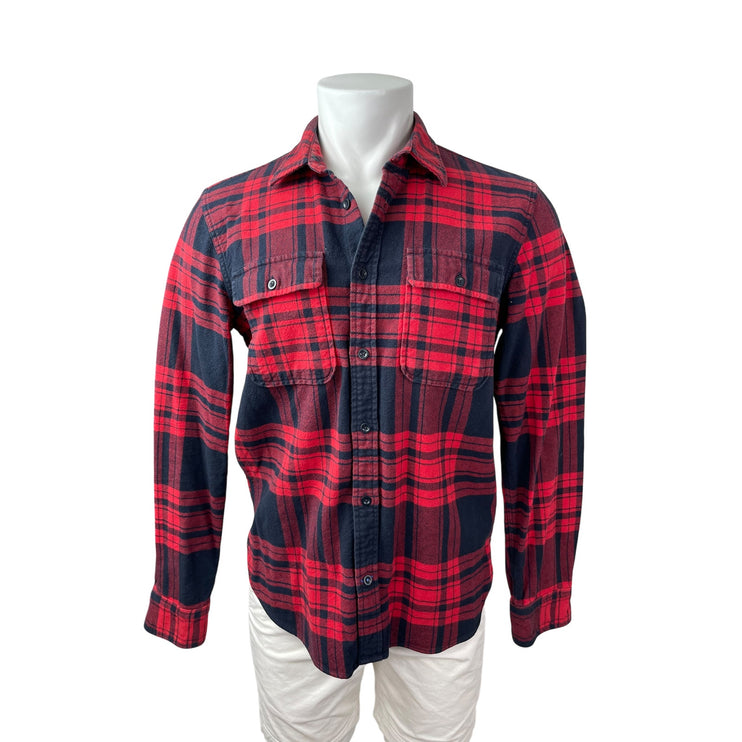 Gap Men's Red Plaid Flannel Long Sleeve Pocket Button Down Shirt Top Size M