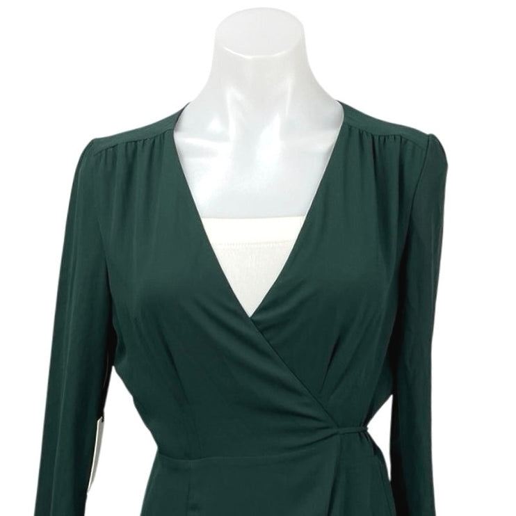 Aritzia Sunday Best Alexi Green Long Sleeve Flowy Mini Flare A-Line Wrap Dress 6