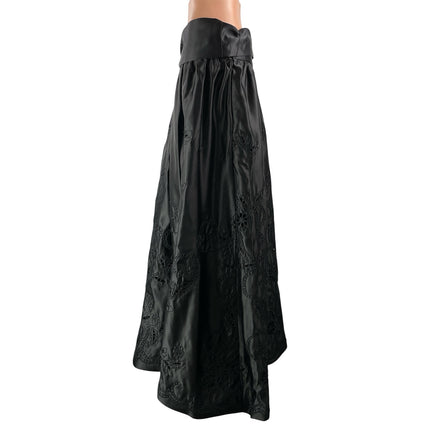 Chetta B Evening Women's Gray Silver Satin Floral Embroidered Tie Maxi Skirt 14