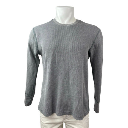 Men's Gray Textured Knit Long Sleeve Crew Neck Basic T Shirt Tee Top Size XL