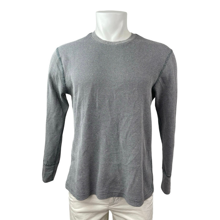 Men's Gray Textured Knit Long Sleeve Crew Neck Basic T Shirt Tee Top Size XL