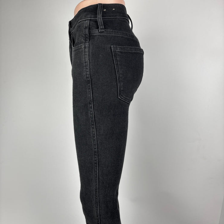 Madewell Black Denim Cotton Zip Fly Pockets 10'' High Rise Skinny Jeans Size 25