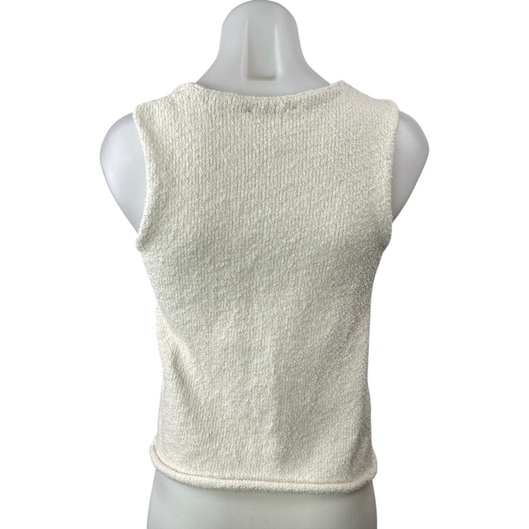 Abercrombie & Fitch White Knit Tie Front Sleeveless Crop Sweater Tank Top Sz XS