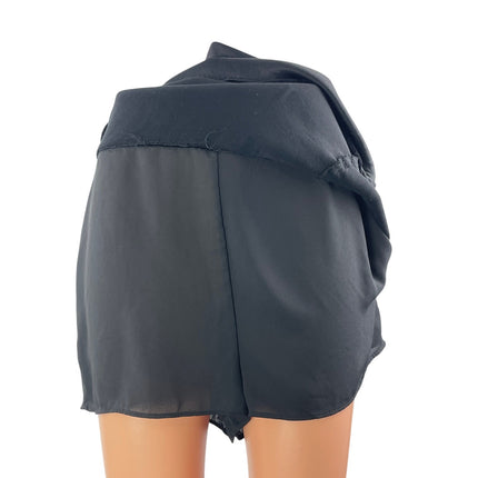 Zara Women's Black Button Low Waist Y2k A Line Mini Skort Skirt Shorts Size L