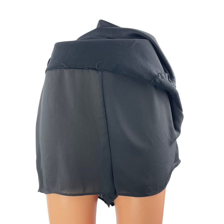 Zara Women's Black Button Low Waist Y2k A Line Mini Skort Skirt Shorts Size L