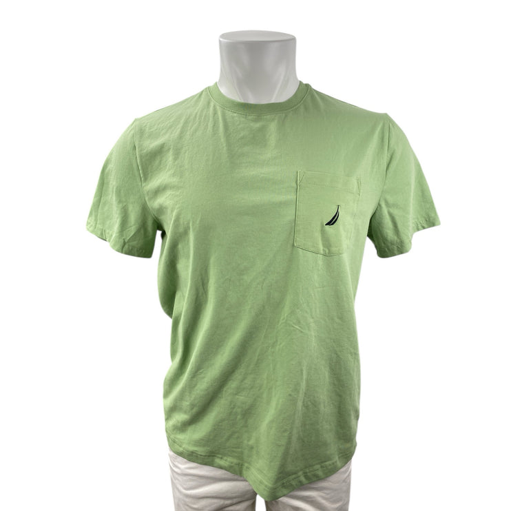 NEW Nautica Deck Men's Green Active Stretch Crew Pocket T Shirt Tee Top Size M