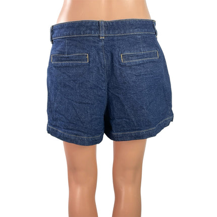 J.Crew Women's Blue Patch Pocket High Rise Straight Leg Denim Jean Shorts Sz 8